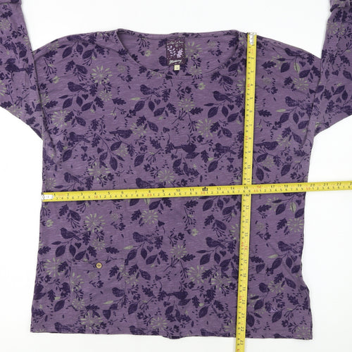 Mantaray Womens Purple Floral Cotton Tunic Blouse Size 14