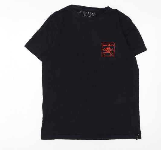 Billabong Boys Black Graphic Skull T-Shirt 16 Years 100% Cotton