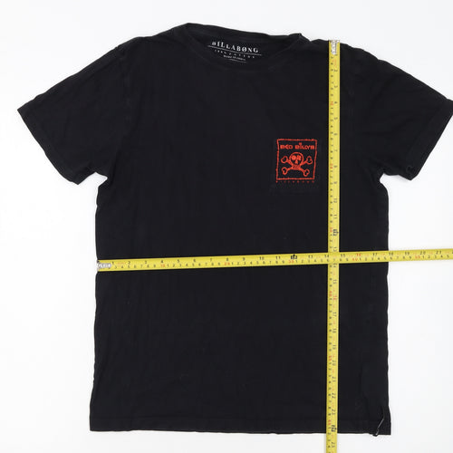 Billabong Boys Black Graphic Skull T-Shirt 16 Years 100% Cotton