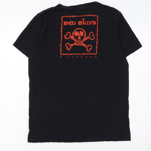 Billabong Boys Black Graphic Skull T-Shirt 16 Years 100% Cotton