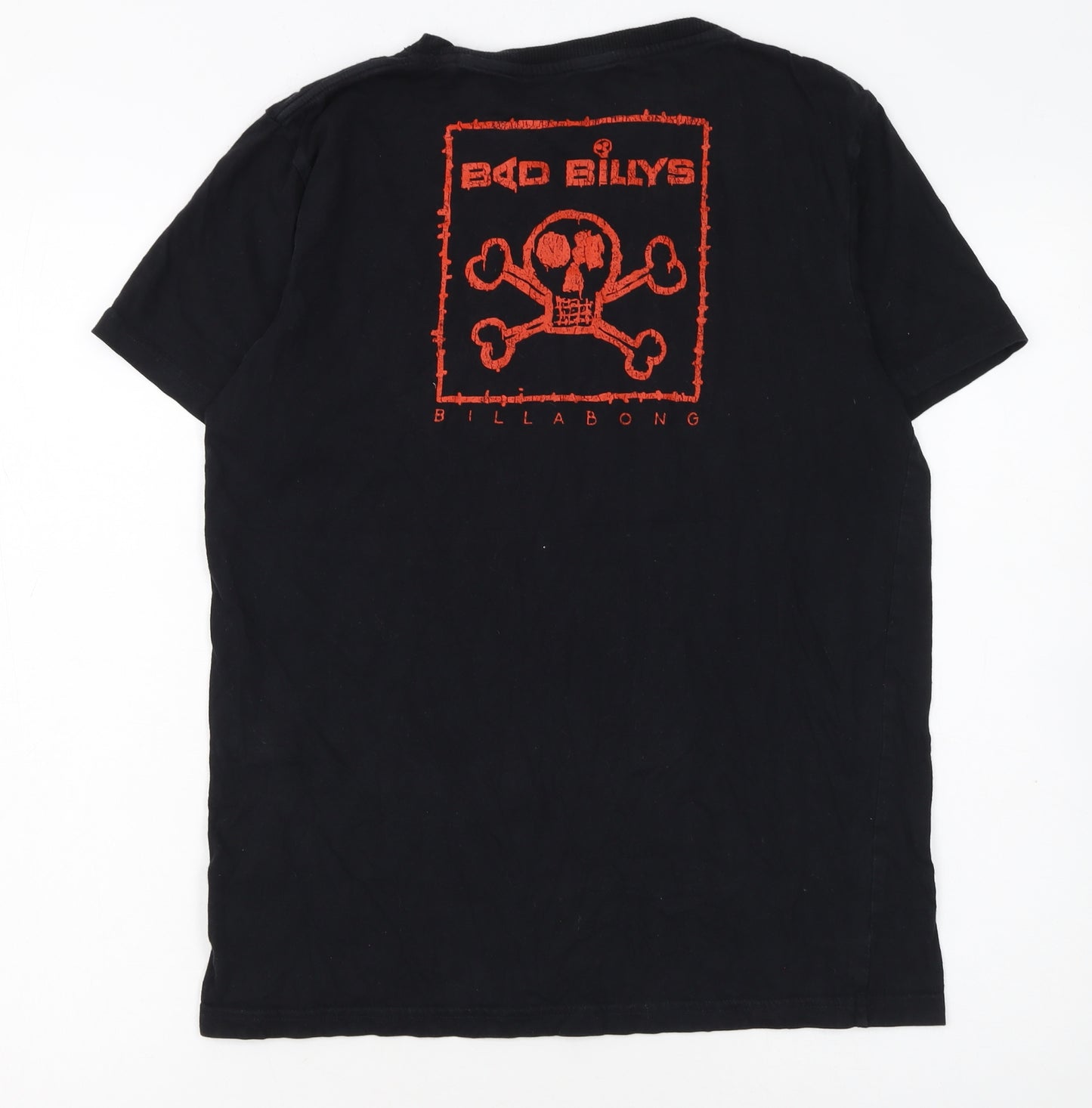 Billabong Boys Black Graphic Skull T-Shirt 16 Years 100% Cotton