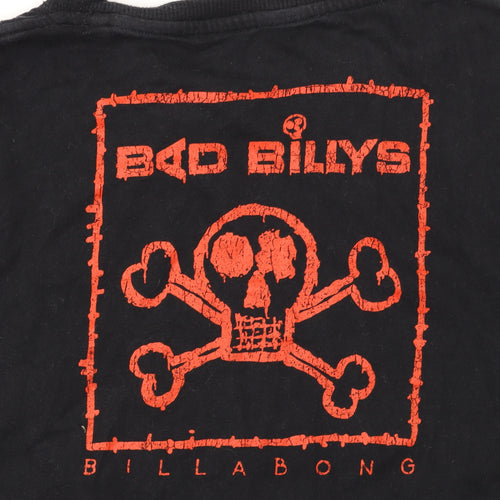 Billabong Boys Black Graphic Skull T-Shirt 16 Years 100% Cotton