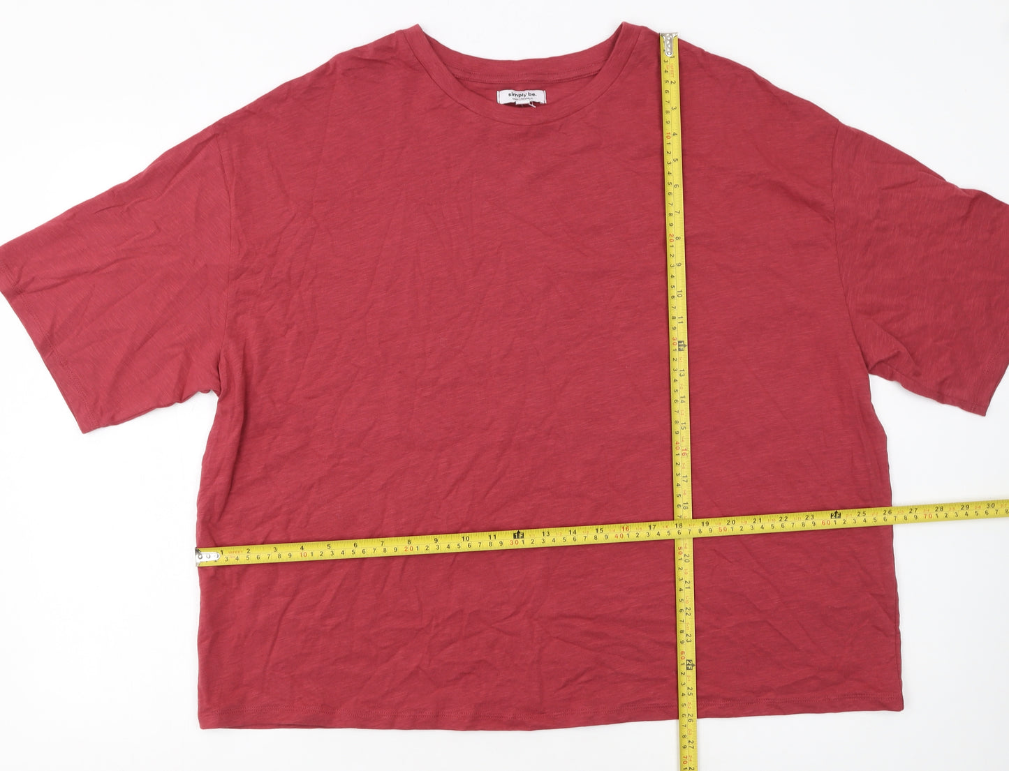 Simply Be Women’s Red Cotton Jersey Relaxed Fit T-Shirt Size 18