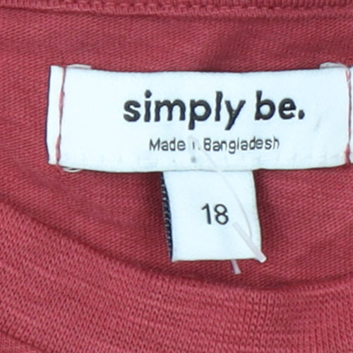 Simply Be Women’s Red Cotton Jersey Relaxed Fit T-Shirt Size 18