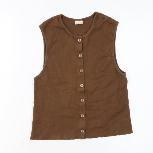 Toms Women's Brown Sleeveless Button-Up Jersey Top Size M