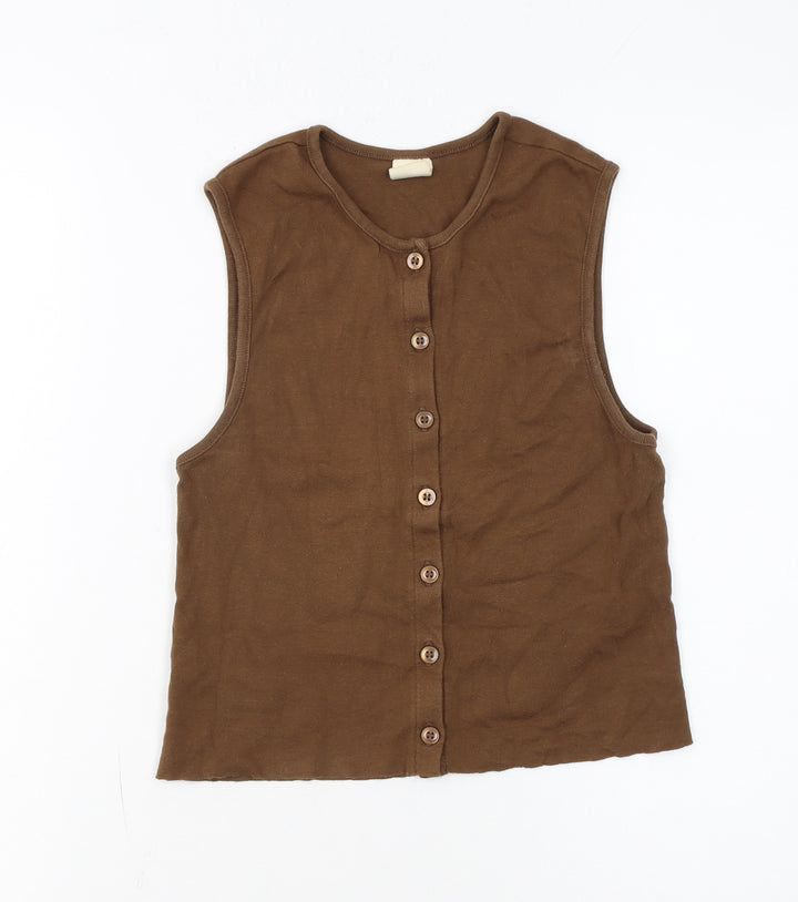 Toms Women's Brown Sleeveless Button-Up Jersey Top Size M