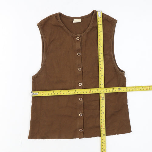 Toms Women's Brown Sleeveless Button-Up Jersey Top Size M