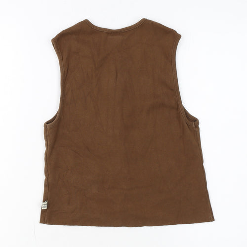 Toms Women's Brown Sleeveless Button-Up Jersey Top Size M