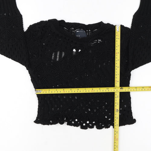 ASOS DESIGN Women's Black Crochet Long Sleeve Pullover Jumper Size 8