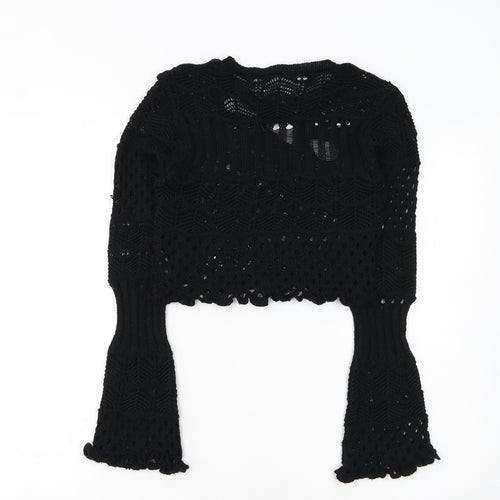 ASOS DESIGN Women's Black Crochet Long Sleeve Pullover Jumper Size 8