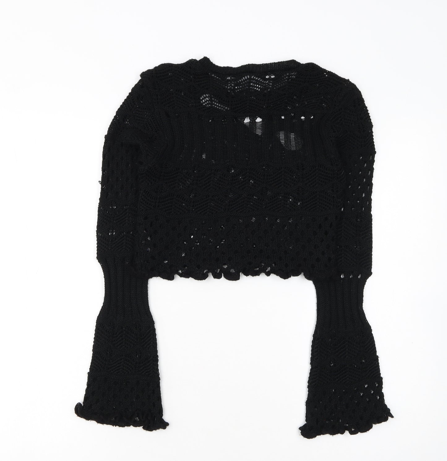 ASOS DESIGN Women's Black Crochet Long Sleeve Pullover Jumper Size 8