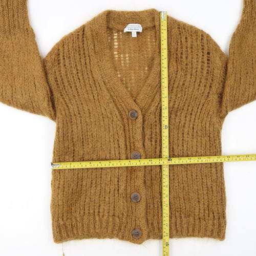 & Other Stories Women Brown XS Chunky Knit Mohair Wool Cardigan