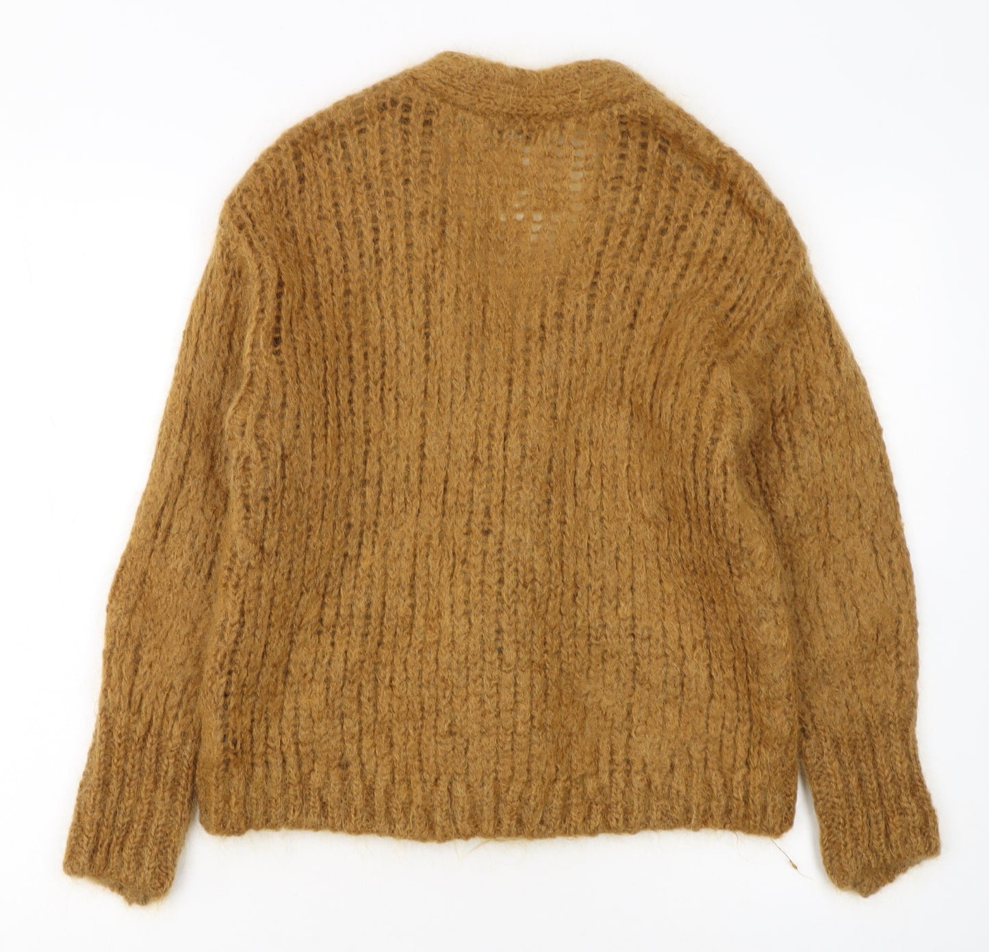 & Other Stories Women Brown XS Chunky Knit Mohair Wool Cardigan