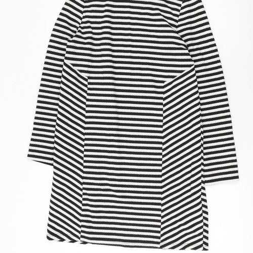 Topshop Women’s Black White Stripe Shift Dress Size 10 Knit Long Sleeve
