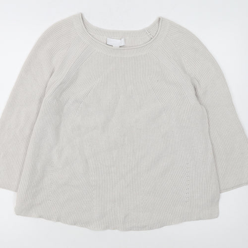 The White Company Women’s Ivory Cotton Crew Neck Jumper Size 8