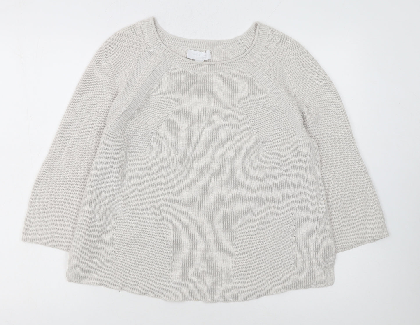 The White Company Women’s Ivory Cotton Crew Neck Jumper Size 8