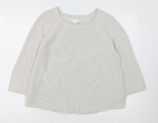 The White Company Women’s Ivory Cotton Crew Neck Jumper Size 8