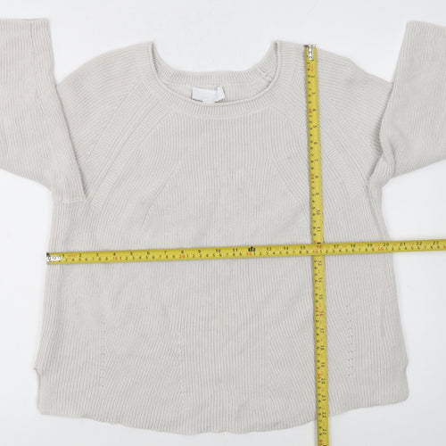 The White Company Women’s Ivory Cotton Crew Neck Jumper Size 8