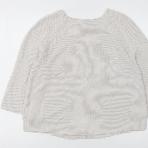 The White Company Women’s Ivory Cotton Crew Neck Jumper Size 8
