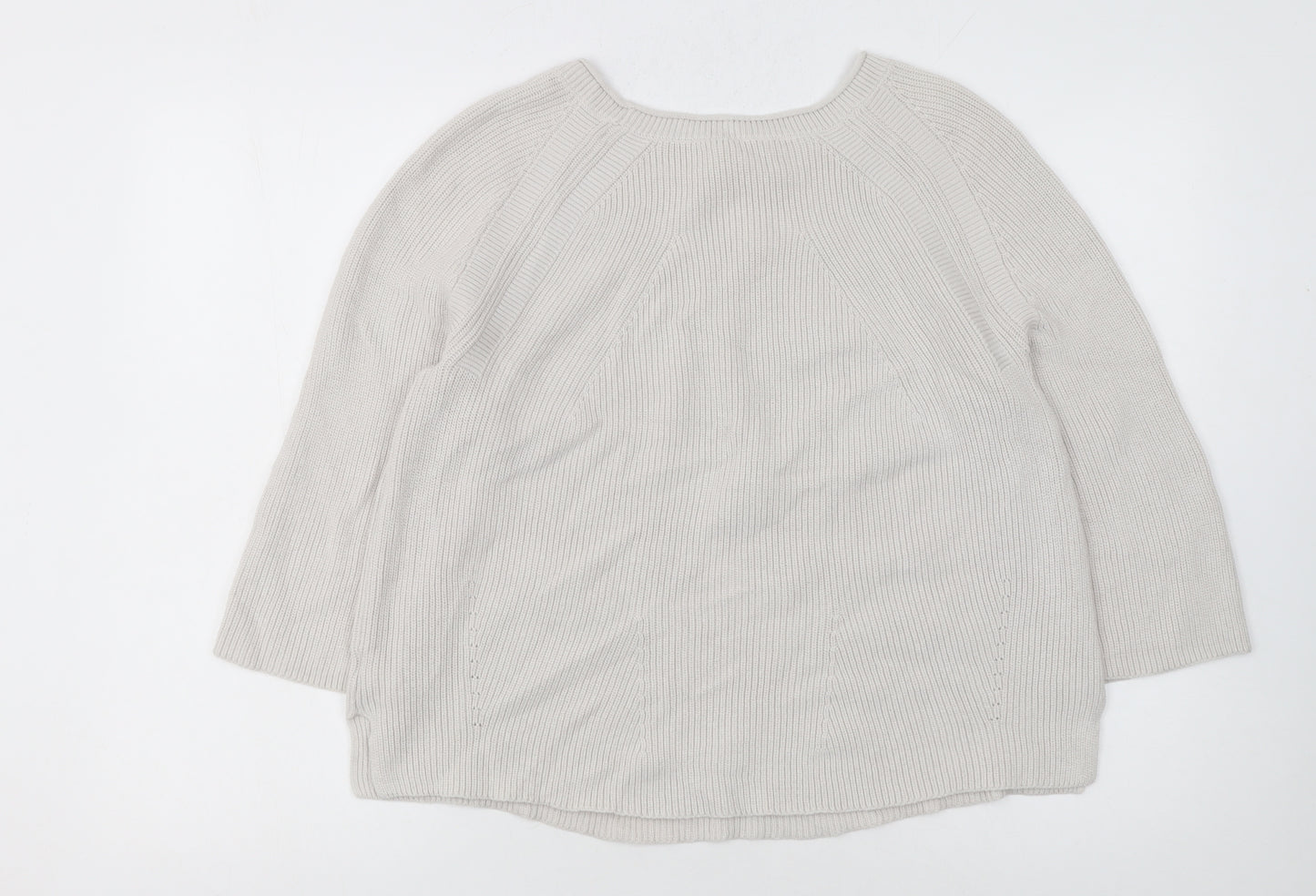 The White Company Women’s Ivory Cotton Crew Neck Jumper Size 8
