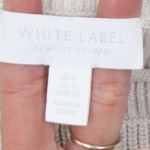 The White Company Women’s Ivory Cotton Crew Neck Jumper Size 8