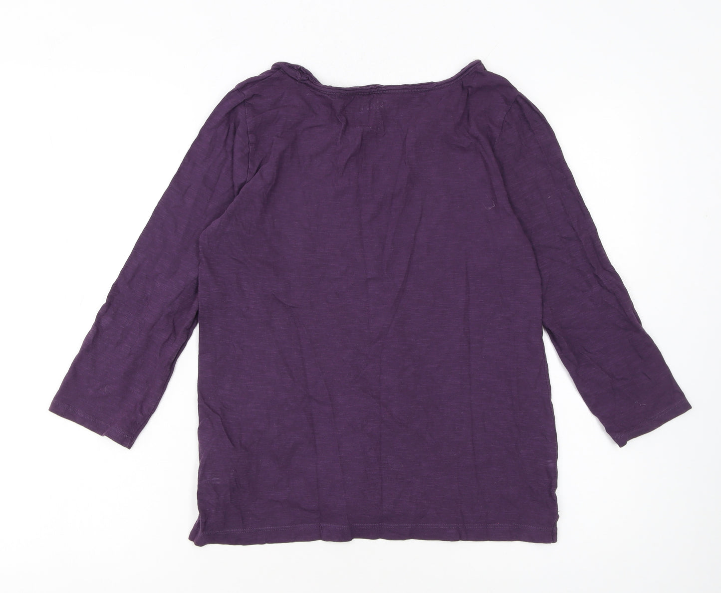 FatFace Women’s Purple 3/4 Sleeve Organic Cotton Henley T-Shirt UK 6