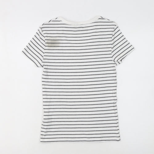 Marks and Spencer Women’s White Striped Cotton T-Shirt Size 10