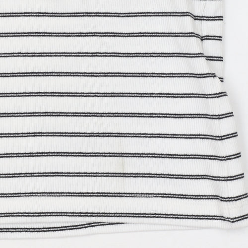 Marks and Spencer Women’s White Striped Cotton T-Shirt Size 10