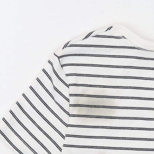 Marks and Spencer Women’s White Striped Cotton T-Shirt Size 10