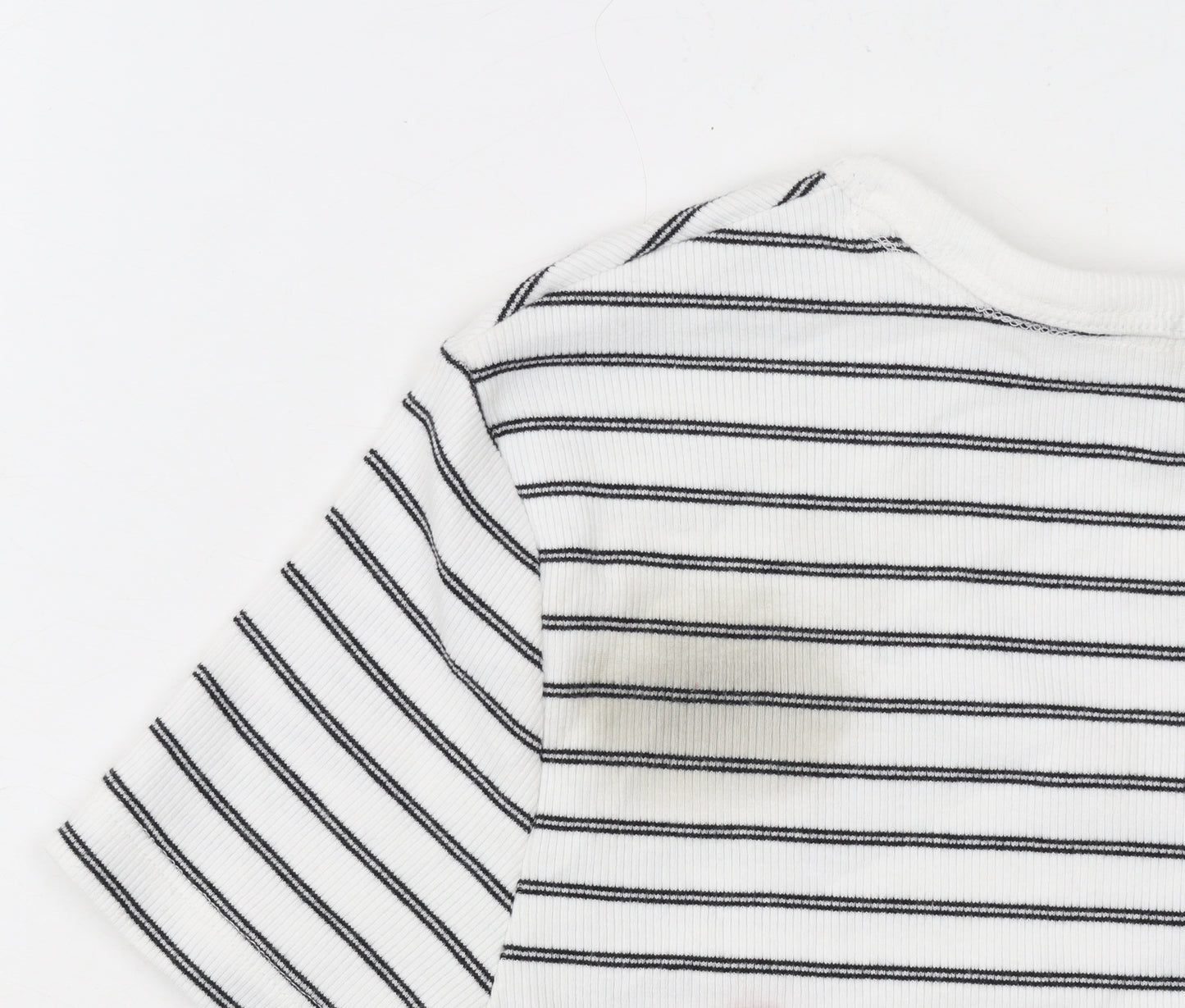 Marks and Spencer Women’s White Striped Cotton T-Shirt Size 10