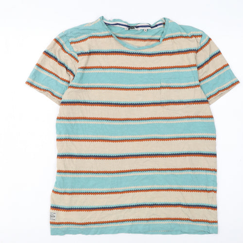 Jack & Jones Men's Multicoloured Striped Cotton T-Shirt Size M