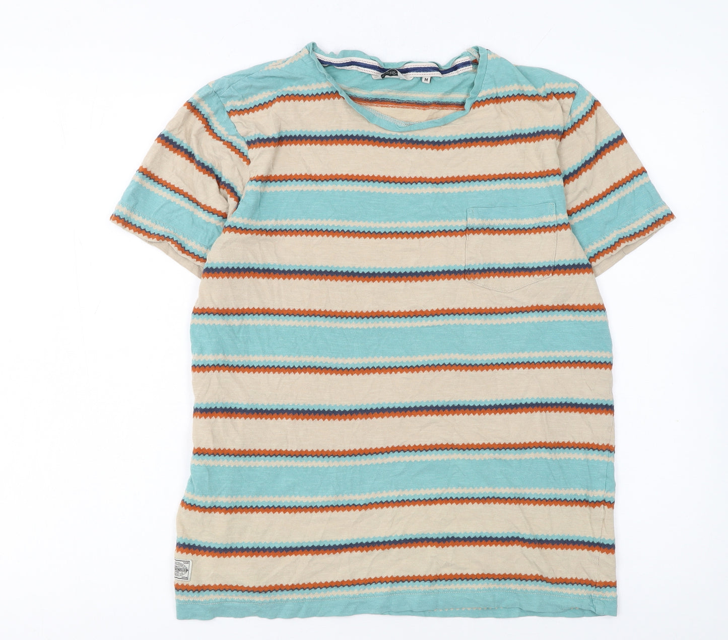 Jack & Jones Men's Multicoloured Striped Cotton T-Shirt Size M