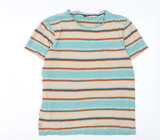 Jack & Jones Men's Multicoloured Striped Cotton T-Shirt Size M
