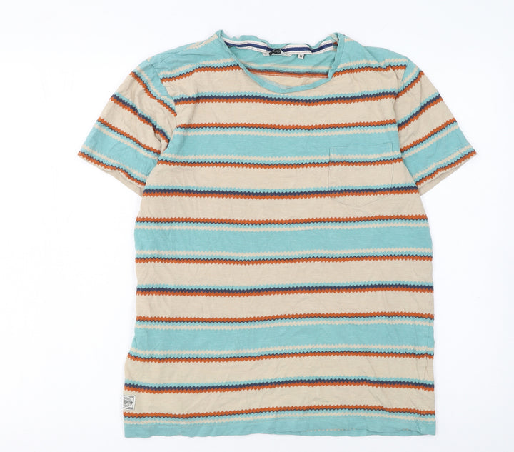 Jack & Jones Men's Multicoloured Striped Cotton T-Shirt Size M