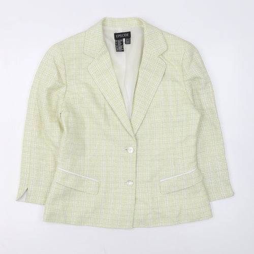 Episode Women’s Ivory Check Wool Silk Blazer Jacket UK 12