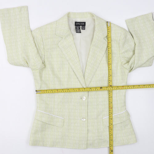 Episode Women’s Ivory Check Wool Silk Blazer Jacket UK 12
