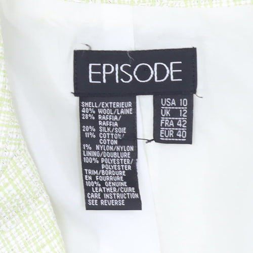 Episode Women’s Ivory Check Wool Silk Blazer Jacket UK 12