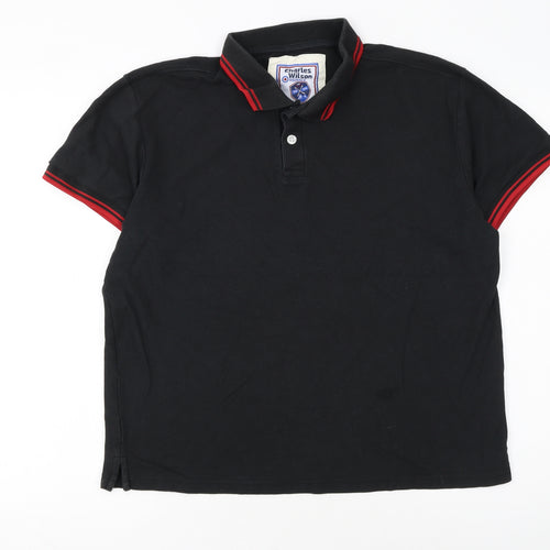 Charles Wilson Men's Black XL Polo Shirt Short Sleeve 100% Cotton