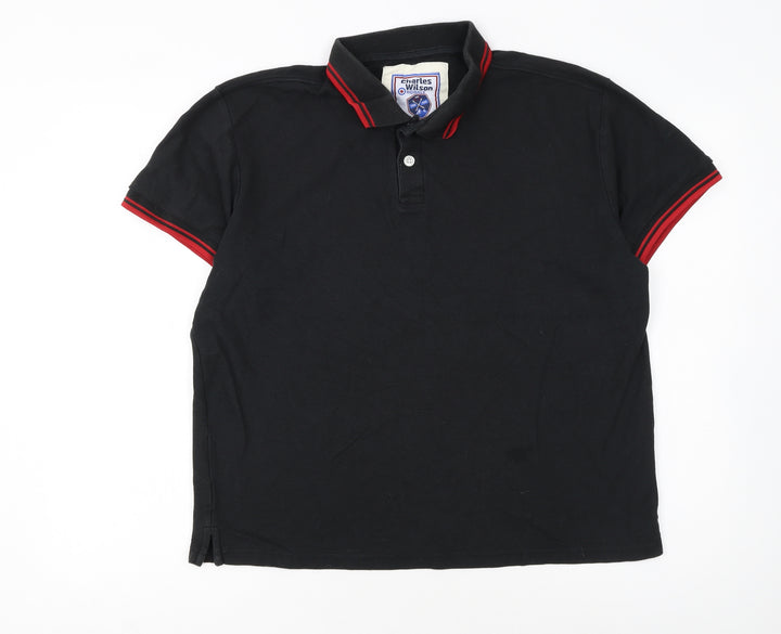 Charles Wilson Men's Black XL Polo Shirt Short Sleeve 100% Cotton