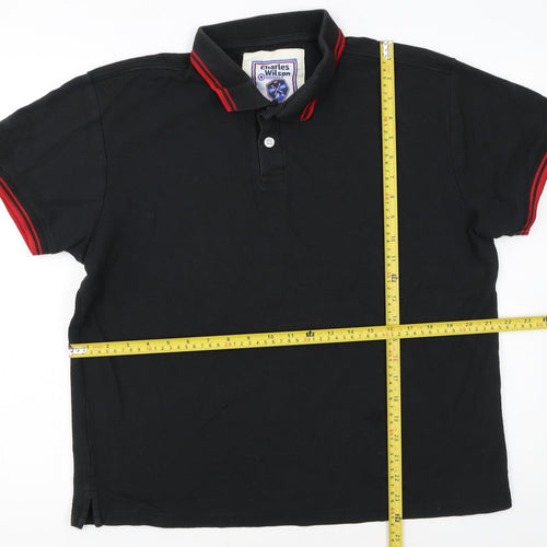 Charles Wilson Men's Black XL Polo Shirt Short Sleeve 100% Cotton