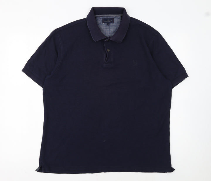Marks and Spencer Men's Blue Cotton Polo Shirt Size L Regular Fit