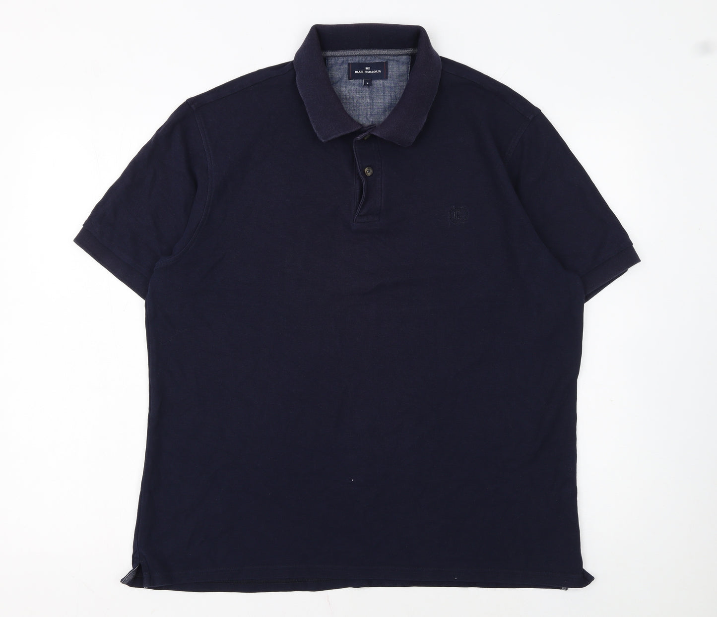 Marks and Spencer Men's Blue Cotton Polo Shirt Size L Regular Fit