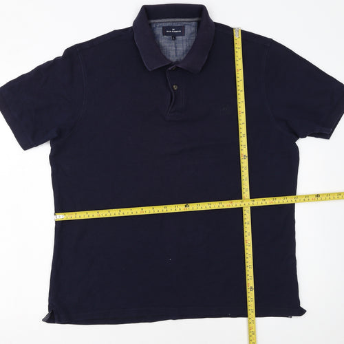 Marks and Spencer Men's Blue Cotton Polo Shirt Size L Regular Fit