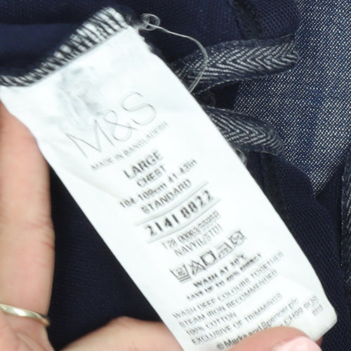 Marks and Spencer Men's Blue Cotton Polo Shirt Size L Regular Fit