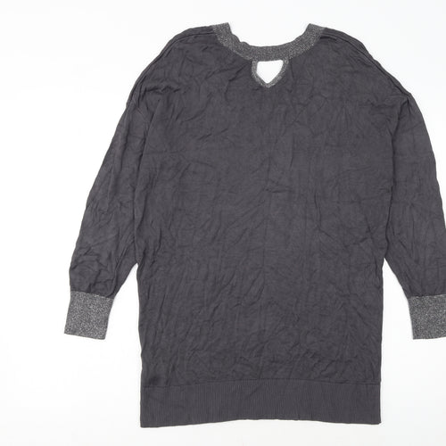 Ruth Langsford Women’s Grey Knit Jumper Dress M V-Neck Long Sleeve