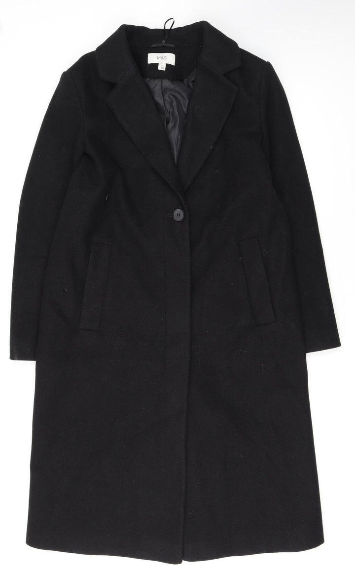 Marks and Spencer Women's Black Long Overcoat Size 12 Regular