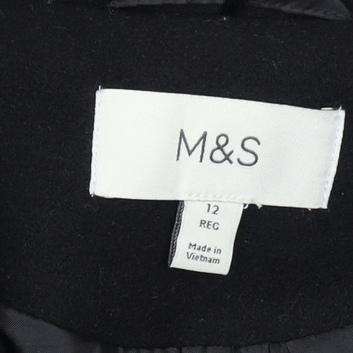 Marks and Spencer Women's Black Long Overcoat Size 12 Regular