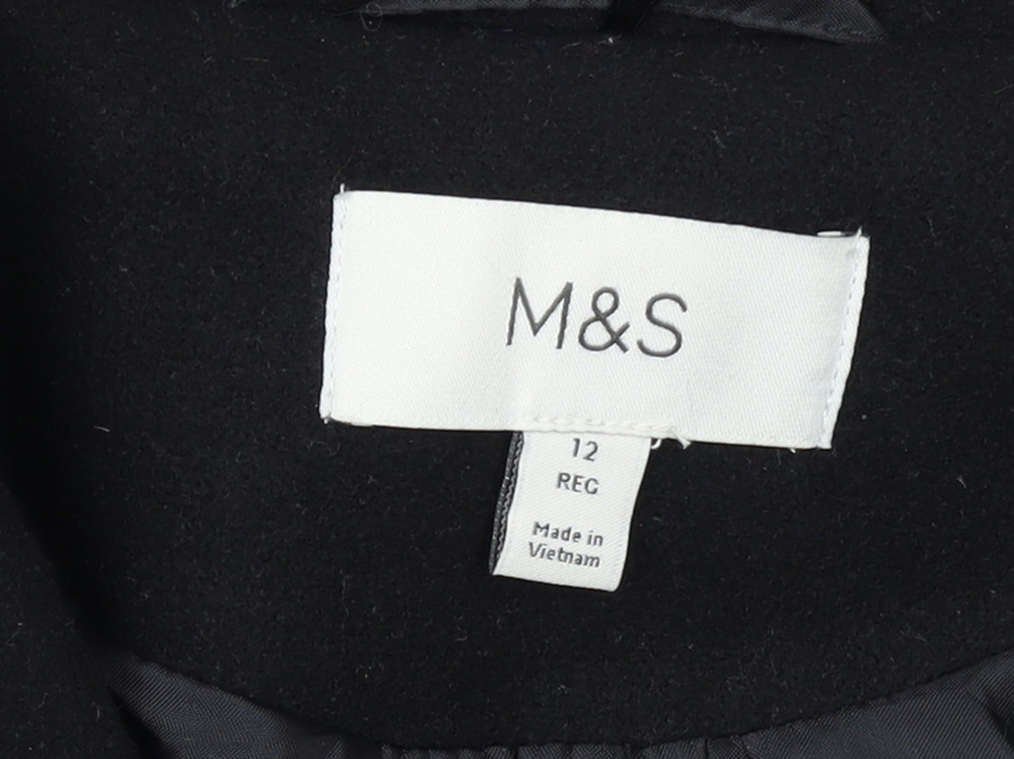 Marks and Spencer Women's Black Long Overcoat Size 12 Regular