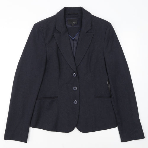 Next Women Navy Blue Single-Breasted Suit Jacket Size 12L