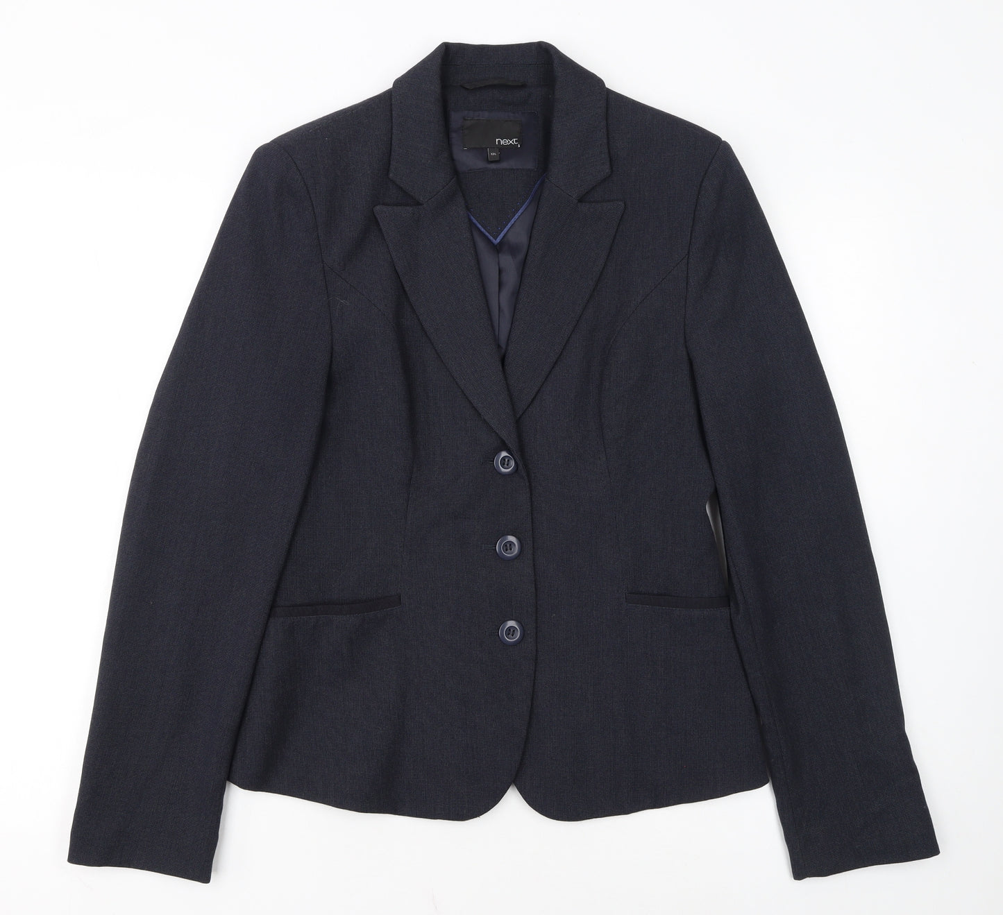 Next Women Navy Blue Single-Breasted Suit Jacket Size 12L